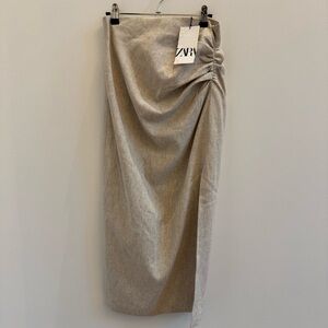 Zara Beige Ruched Skirt